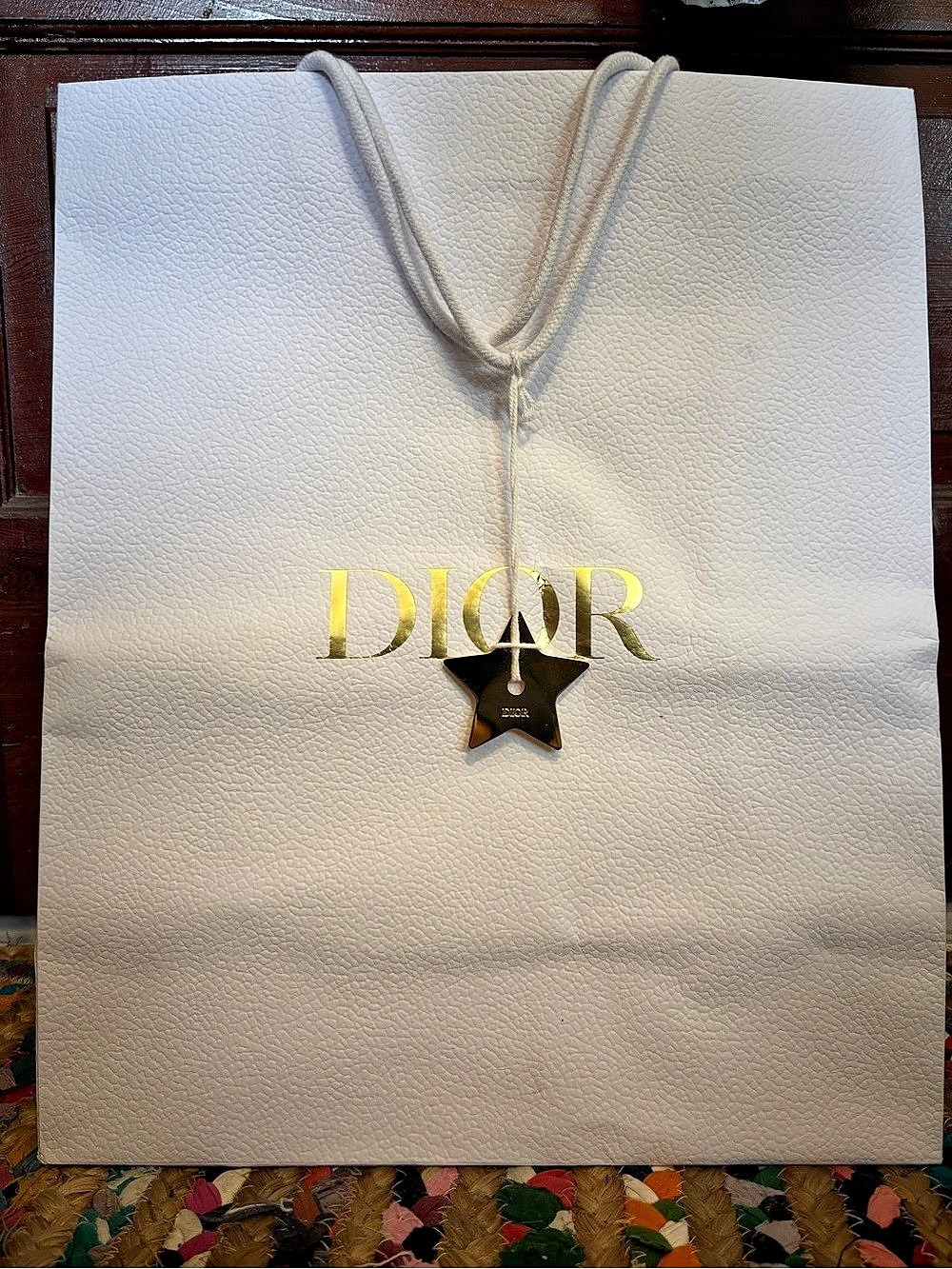 Dior Holiday Star Charm and Shopping Bag Set White & Gold